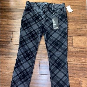 Black and grey plaid pants